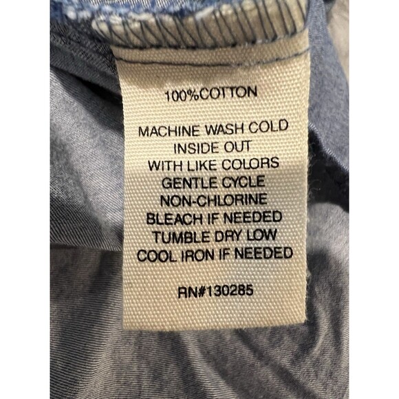 Per Se Denim Cotton Shirt Long Sleeve Button-Up Roll Tab Sleeve Women’s Medium - Picture 5 of 5